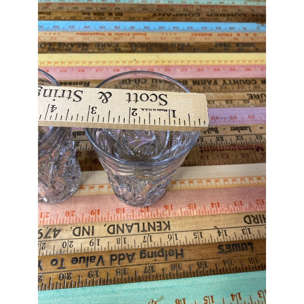 Vintage‎ Starburst Pattern Clear Heavy Juice Glass Oatmeal Glasses 3 MCM 1960s - Picture 10 of 10
